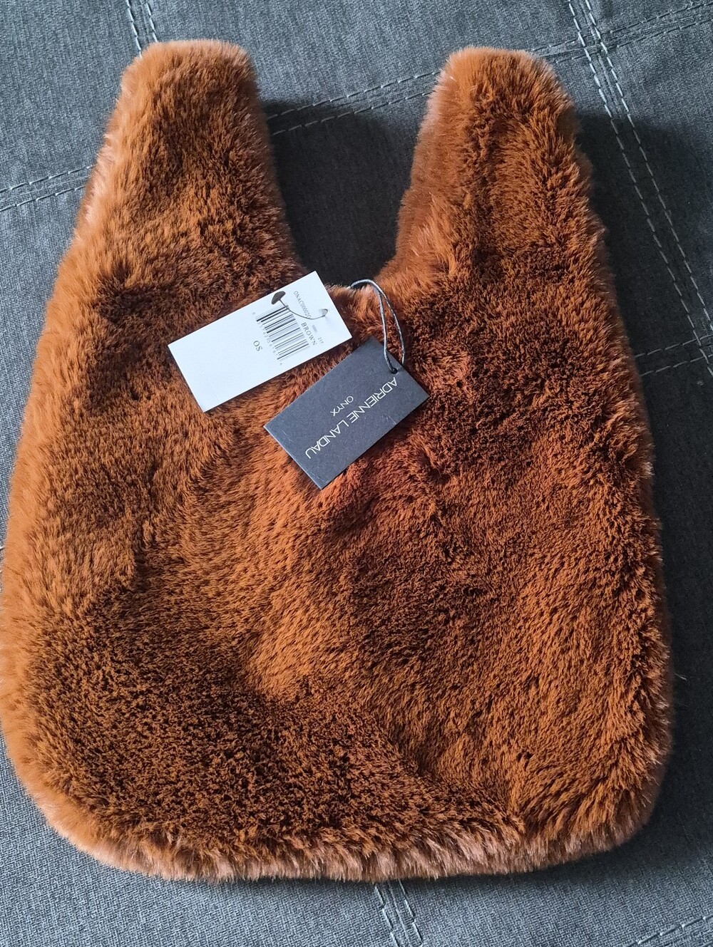Adrienne Landau Brown Faux Fur Tote